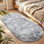 Oval Plush Area Rug Anti-Slip Machine Washable Soft Carpet 2x4 Ft Bedroom Living Room Home Decor