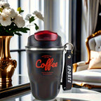 Vacuum Insulated Travel Coffee Mug 12oz – 316 Stainless Steel Double-Wall Tumbler with Carrying Strap, Keeps Hot & Cold 12+ Hours, Dishwasher Safe