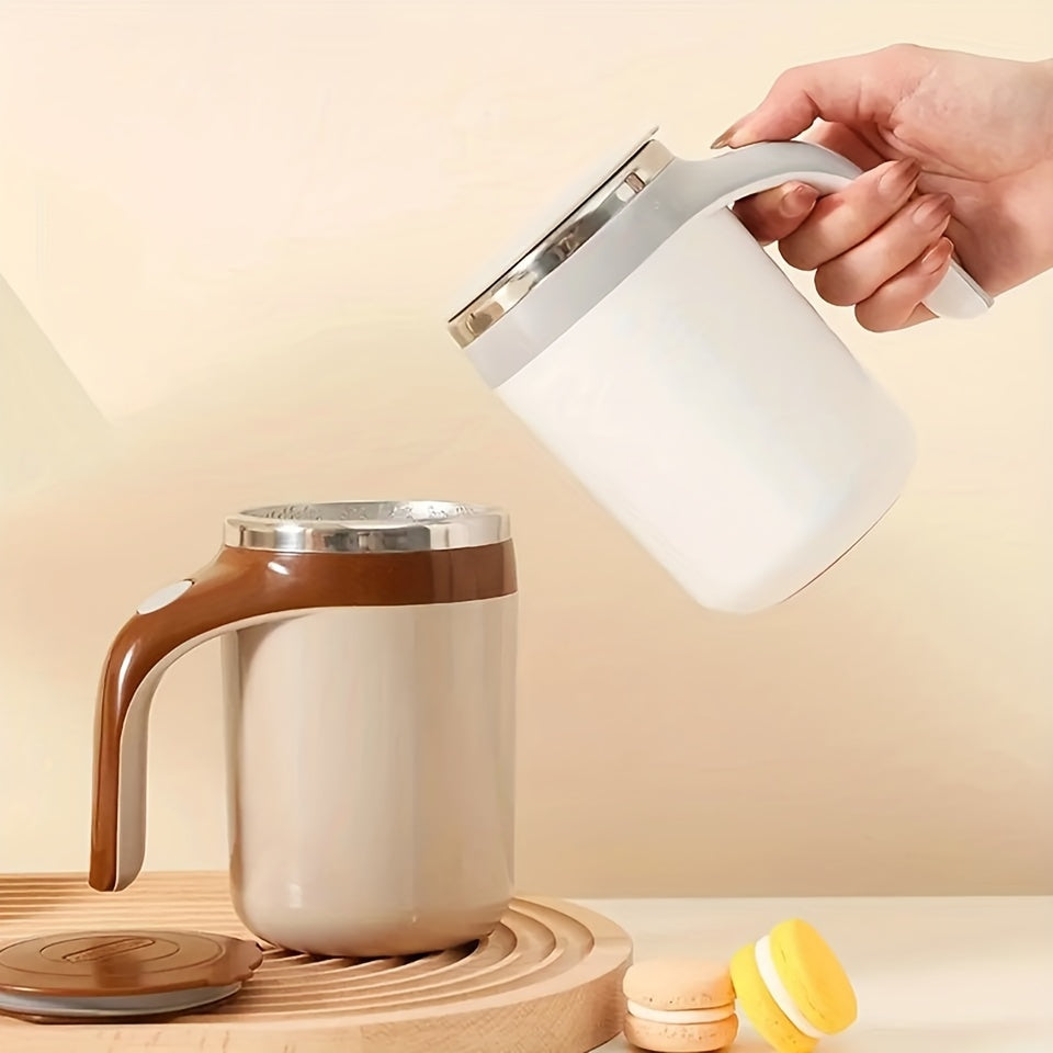 Self Stirring Mug – Electric Magnetic Auto Stirring Coffee Cup in 304 Stainless Steel – Automatic Mix for Coffee, Milk & Protein Shakes – Novelty Gift