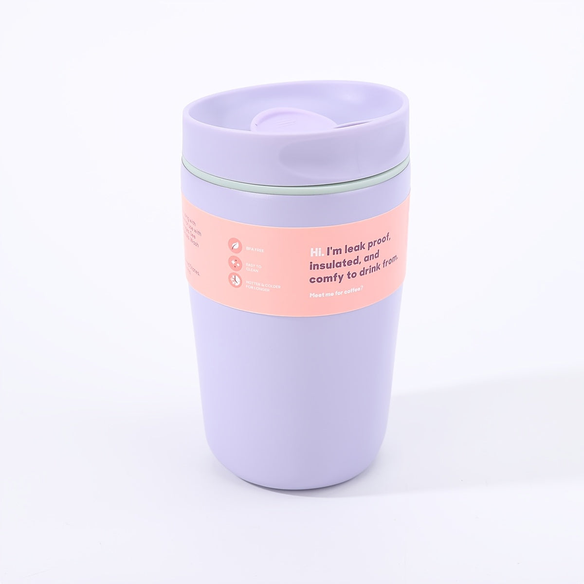 Vacuum Insulated Coffee Travel Cup 350ml 11.83oz - 304 Stainless Steel Double-Wall Flask with Push Lid & Direct Drinking Spout for Office, Travel & Outdoor, 4 Colors