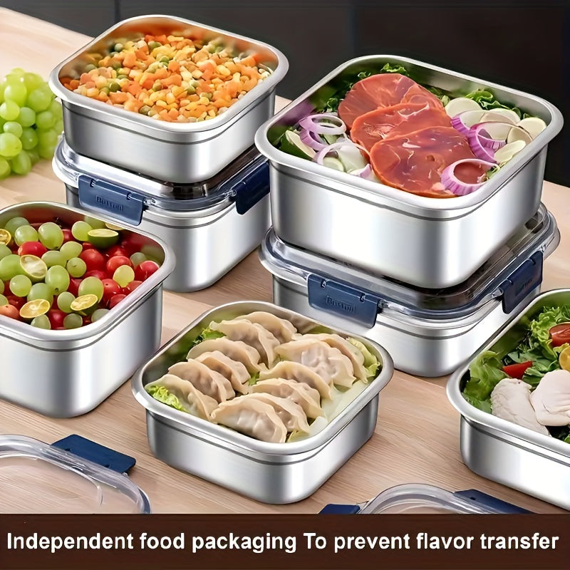 Stainless Steel Food Storage Containers Set of 4 – Extra Large 1800ml / 60oz, Airtight Leakproof Lids, Fridge & Freezer Safe, Meal Prep Lunch Box & Bento