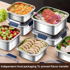 Stainless Steel Food Storage Containers Set of 4 – Extra Large 1800ml / 60oz, Airtight Leakproof Lids, Fridge & Freezer Safe, Meal Prep Lunch Box & Bento