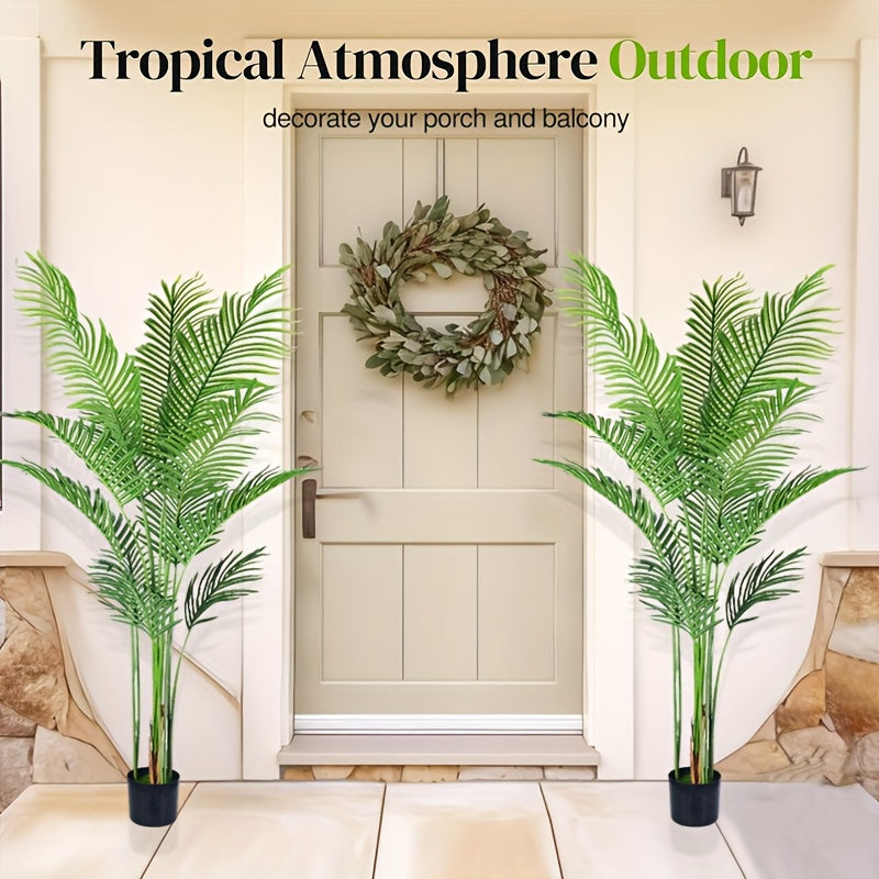 Artificial Palm Plant 5.9ft Flexible Tropical Leaves – Faux Palm Tree for Indoor & Outdoor Decor, Home, Office, Hotel, Garden, Pool & Christmas Decoration
