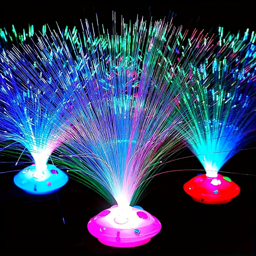Fiber Optic Night Lights 3-Pack Colorful – Decorative Ambient Glow Lights for Home, Desktop, Car & Christmas Party Decor, Random Colors