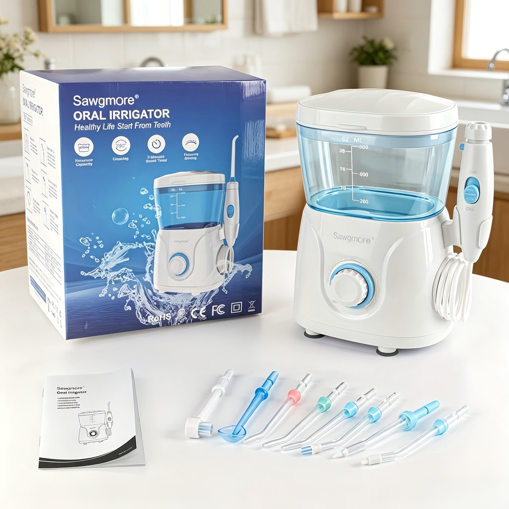 Water Flosser for Teeth & Braces – 8 Jet Tips, 10 Pressure Settings, 20oz Large Tank Oral Irrigator for Family Deep Cleaning & Braces Care