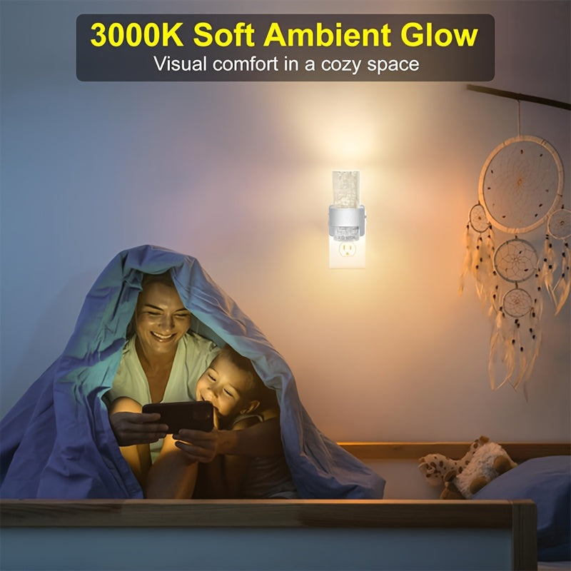LED Night Light Plug Into Wall, 2 Pack Dimmable 3000K Warm White with Auto Light Sensor, Adjustable Brightness, Modern Design for Hallway Bedroom Nursery Bathroom – No Batteries Needed