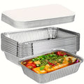 Disposable Aluminum Foil Pans 30 Pack with Lids – Square Tin Foil Meal Prep Containers for Oven, BBQ & Baking | Thick Heavy-Duty Takeaway Boxes