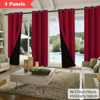 100% Blackout Curtains 4-Panel – Coated Lining Grommet Top for Total Darkness, Privacy Drapes for Bedroom Living Room Kitchen Bathroom, 8 Colors 9 Sizes