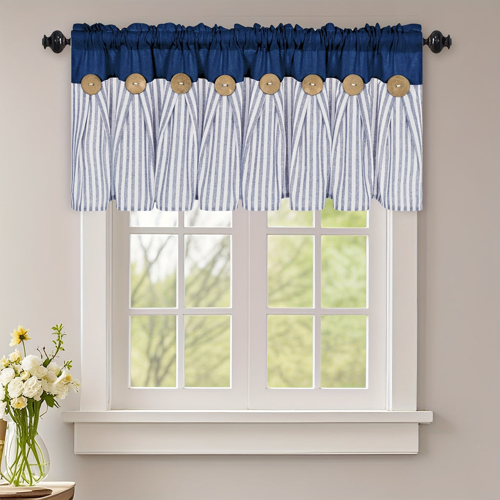 Striped Patchwork Semi-Sheer Rod Pocket Curtains – Bohemian Tiered Window Panels for Bedroom, Living Room, Kitchen, Bathroom & Cafe | 1 or 2 Pcs