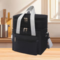 Large Capacity Insulated Lunch Bag with Shoulder Strap Double Pocket Thickened Cooler Tote for Work School Picnic Beach Men Women Black Grey Burgundy