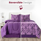 5-Piece Comforter Set – Reversible Quilted Down Alternative Bedding Set with Pillow Shams, Bed Skirt & Cushion | All Season | Twin, Queen, King