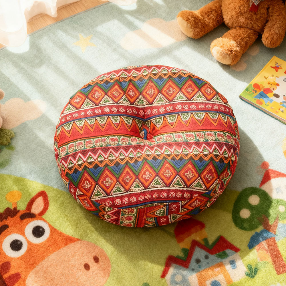 Round Seat Cushion 40x40cm 15cm Thick Firm Futon Meditation Mat Removable Linen Cover Chair Pad for Office Dining Chair Home Decor All Seasons Christmas