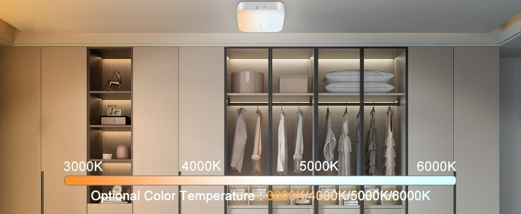 Rechargeable Motion Sensor Ceiling Light with Remote – 5 Brightness Levels 4 Color Temperatures Dimmable Wireless LED Light for Closet Shower Pantry Hallway Porch Shed