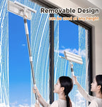 Window Squeegee Cleaner with Extendable Long Handle, 2-in-1 Scrubber & Squeegee Set for Glass, Car Windshield, Floors & High Windows – Streak-Free, Wet & Dry Use, Microfiber Cloth Included