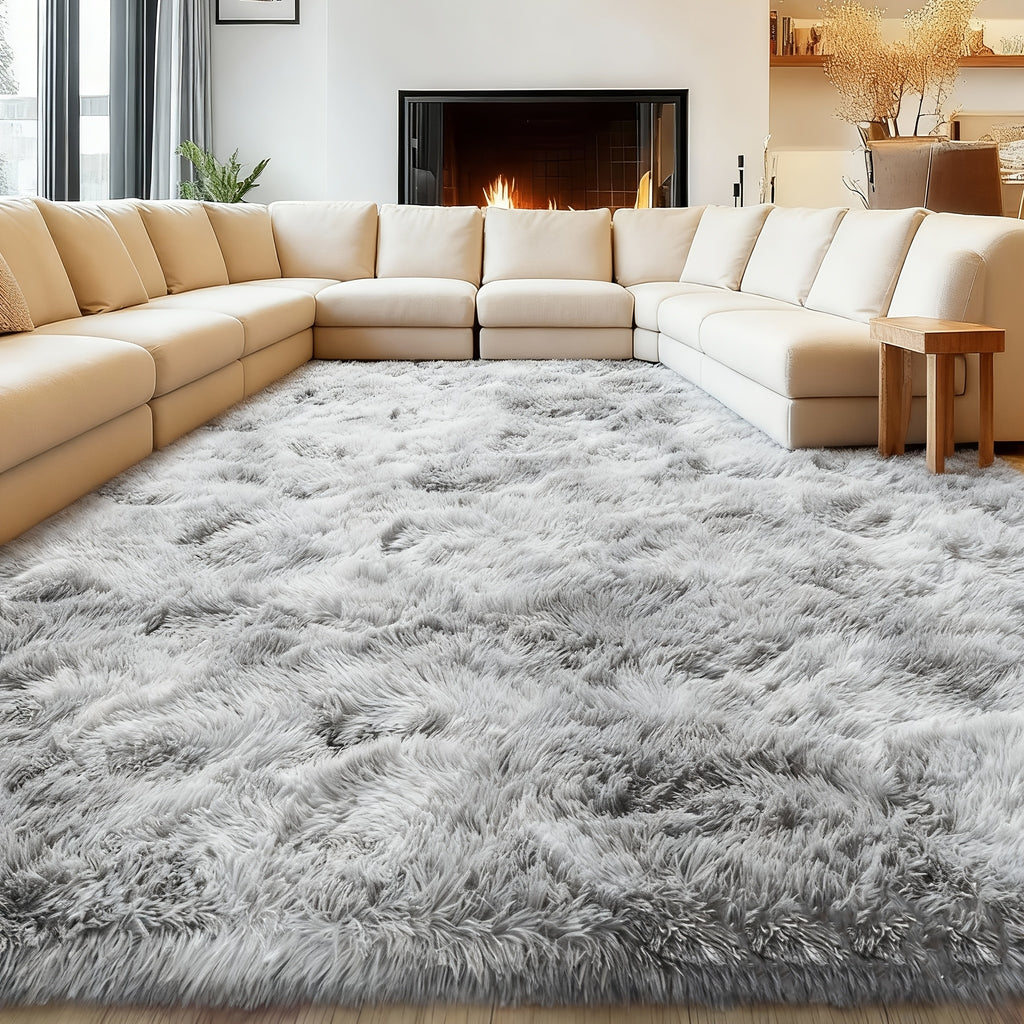 Shaggy Area Rug Extra Large Ultra Soft Fluffy Plush for Living Room & Bedroom – Non-Slip Machine Washable Carpet 9x12 & 10x14ft, Tie-Dye & Solid Colors