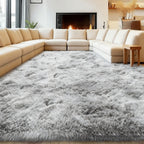 Shaggy Area Rug Extra Large Ultra Soft Fluffy Plush for Living Room & Bedroom – Non-Slip Machine Washable Carpet 9x12 & 10x14ft, Tie-Dye & Solid Colors