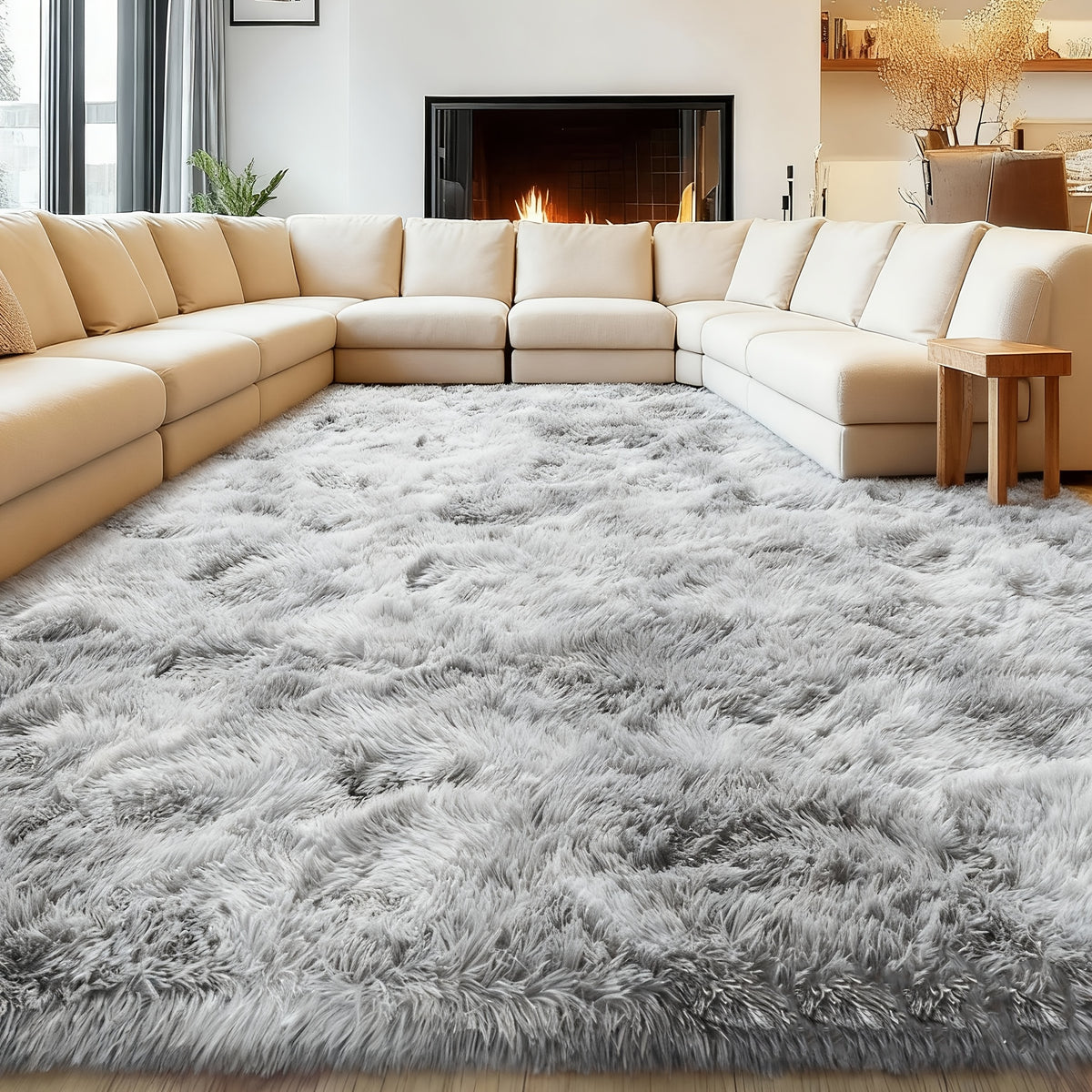 Shaggy Area Rug Extra Large Ultra Soft Fluffy Plush for Living Room & Bedroom – Non-Slip Machine Washable Carpet 9x12 & 10x14ft, Tie-Dye & Solid Colors