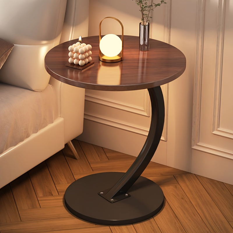 Marble Pattern Wrought Iron Side Table Modern Minimalist Sofa End Table for Living Room Bedroom Small Space