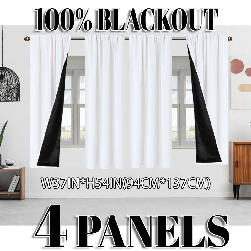 Blackout Curtains 4 Panel Set Rod Pocket – 100% Thermal Insulated Noise Reducing Solid Polyester, Laminated Lining, 7 Colors 7 Sizes
