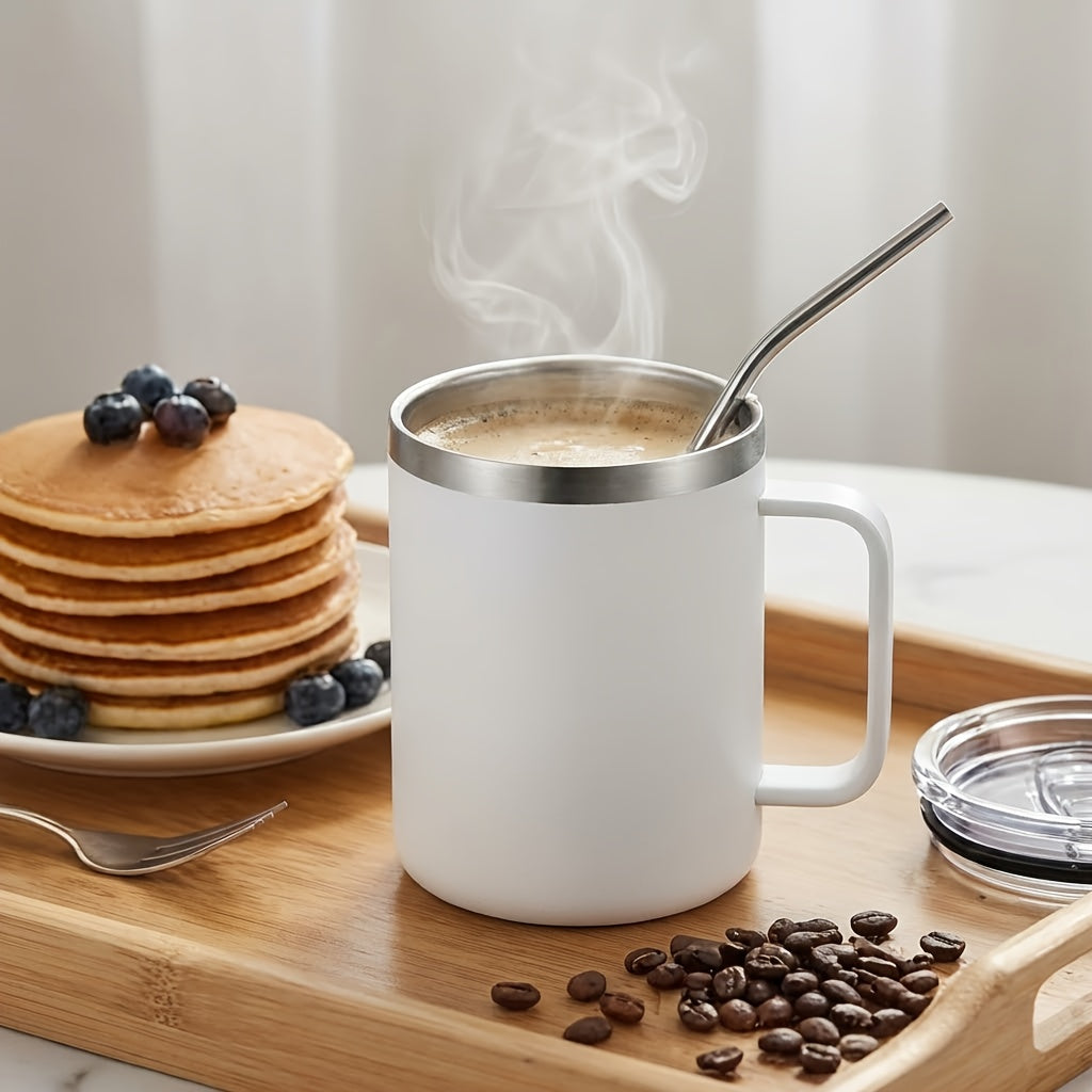 Stainless Steel Travel Tumbler 15oz – Vacuum Insulated, Drop-Proof Coffee Mug with Lid for Car & Home, 6 Colors, Gift for Coffee Lovers