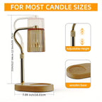 Crystal Lampshade Candle Warmer Lamp with Timer, Height & Light Adjustable Wax Melt Warmer for Jar Candles, Flameless Candle Heater for Bedroom & Living Room, Birthday & Mother's Day Gift for Women (No Bulb Included)