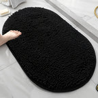 Chenille Oval Non-Slip Bathroom Mat Super Absorbent Soft Plush Floor Mat – Machine Washable, Anti-Slip Backing, 5 Colors 6 Sizes for Bathroom Kitchen Pet Use