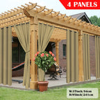 Outdoor Curtain Panels for Patio Gazebo Porch – Weather-Resistant, Light-Filtering Sun Block Privacy Drapes, 4 Panels, Multiple Sizes & Colors