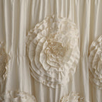 Ruffled Shower Curtain Farmhouse 72x72 - Handmade 3D Flower Vintage Ruched Fabric Bathroom Curtain, Victorian Romantic Luxury Decor, Black Pink Camel, Waterproof Microfiber 12 Holes