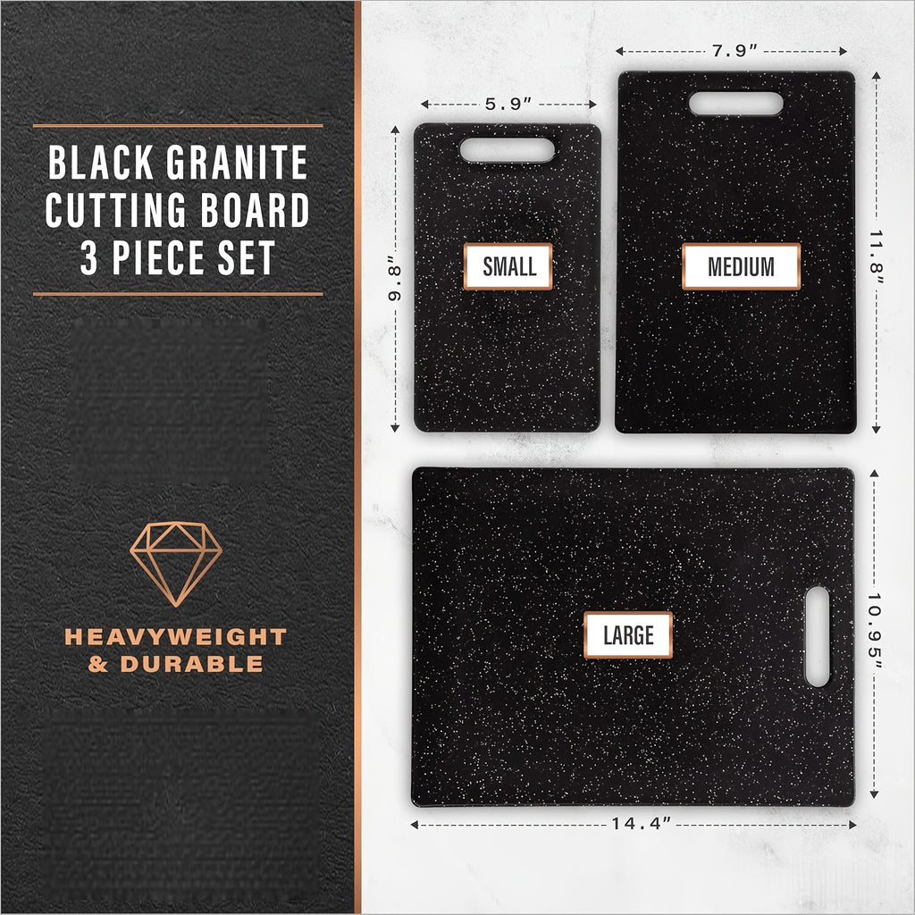 Cutting Board Set 3-Piece Wheat Straw with Granite Pattern – Dual-Sided Dishwasher Safe Chopping Boards for Home Kitchen, Multipurpose Food Prep Tray & Charcuterie Serving Board