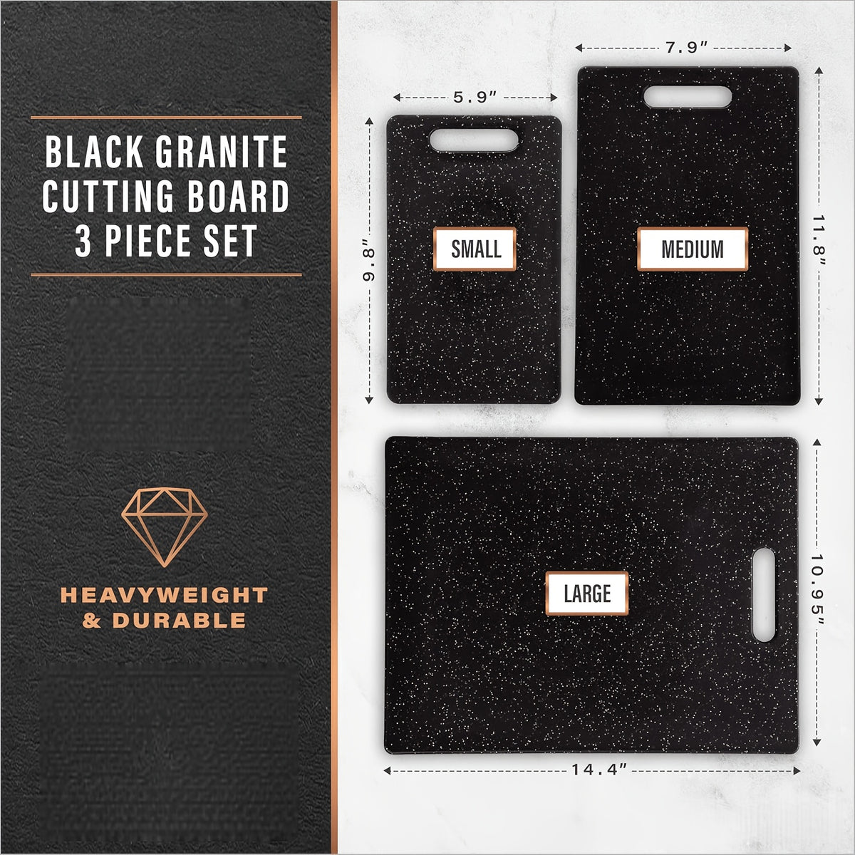 Cutting Board Set 3-Piece Wheat Straw with Granite Pattern – Dual-Sided Dishwasher Safe Chopping Boards for Home Kitchen, Multipurpose Food Prep Tray & Charcuterie Serving Board