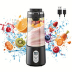 Portable Blender USB-C Rechargeable 6-Blade Stainless Steel – Ice Crush Smoothie Maker with Digital Timer, Battery Display & No-Spill Lid for Gym, Travel & Protein Shakes, Pink or White