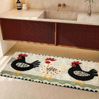 Welcome Door Mat - Embroidered Rooster Design Non-Woven Indoor Outdoor Floor Mat for Entrance Bathroom Kitchen Porch and Study