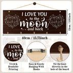 Wooden Hanging Photo Frame "I Love You to the Moon and Back" with 20 Clips, 6 Hemp Ropes & 5 Heart Tags – Romantic Wall Decor Picture Holder Gift for Couples, Anniversary, Wedding, Valentine’s Day & Christmas