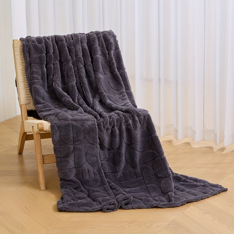 Geometric Pattern Throw Blanket Soft Fluffy Cozy Warm 3D Design Blanket for Couch Sofa Bed Camping Travel Lightweight Flannel Blanket White Blue Grey Multiple Sizes