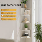 Floating Corner Wall Shelf 3 or 5-Tier, Wall Mounted Storage Rack for Living Room, Bedroom, Kitchen, Bathroom & Office, Easy Install Decorative Corner Shelves, White or Black, 1 or 2 Pieces