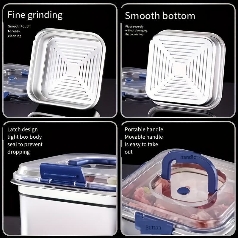Stainless Steel Food Storage Containers Set of 4 – Extra Large 1800ml / 60oz, Airtight Leakproof Lids, Fridge & Freezer Safe, Meal Prep Lunch Box & Bento