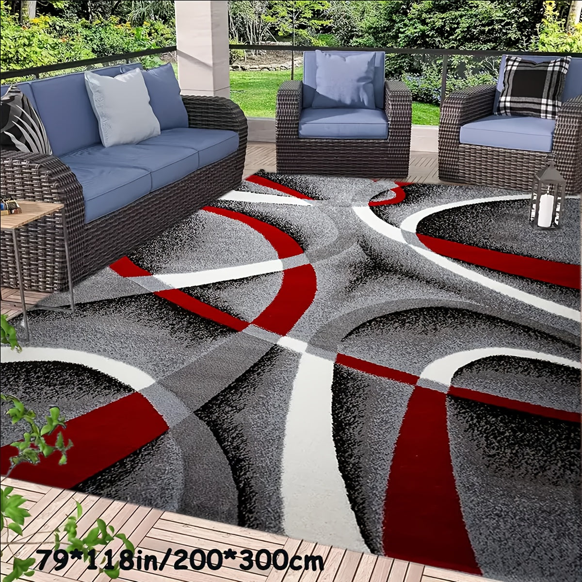 Christmas Area Rug Abstract Geometric Non-Slip Machine Washable – Holiday Decor Accent Rug for Living Room, Bedroom, Kitchen, Dining Room & Outdoor
