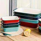 Porcelain Rectangular Baking Dish 12.8 x 8.9 Inch Ceramic Bakeware for Cakes Dinners Casseroles & Banquets - Oven Safe Roasting Pan