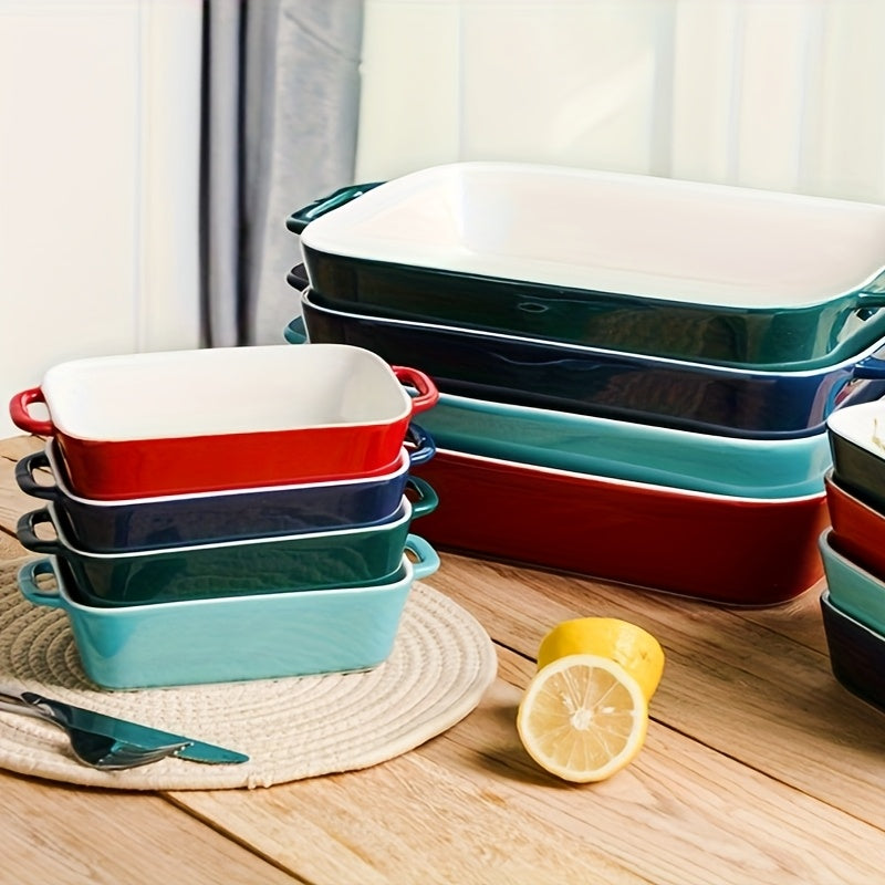 Porcelain Rectangular Baking Dish 12.8 x 8.9 Inch Ceramic Bakeware for Cakes Dinners Casseroles & Banquets - Oven Safe Roasting Pan