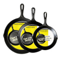 Pre-Seasoned Cast Iron Skillet Set 6” 8” 10” Heavy-Duty Pan for Frying Sauté Cooking & Pizza – Professional Restaurant Quality Cookware