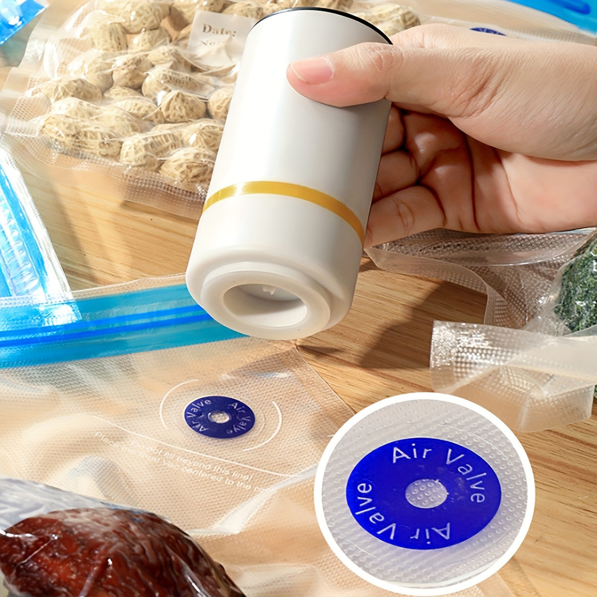 Portable USB Rechargeable Vacuum Sealer Kit with 9 Reusable Bags | Mini Electric Vacuum Pump for Food Storage, Meal Prep & Sous Vide | 3 Bag Sizes Included