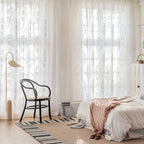 Sheer Curtains Embroidered Floral 2 Panels - White Gauze Pole Pocket Drapes, Sunlight Filtering Window Curtains for Living Room Bedroom Dining Room Balcony Wedding Decor