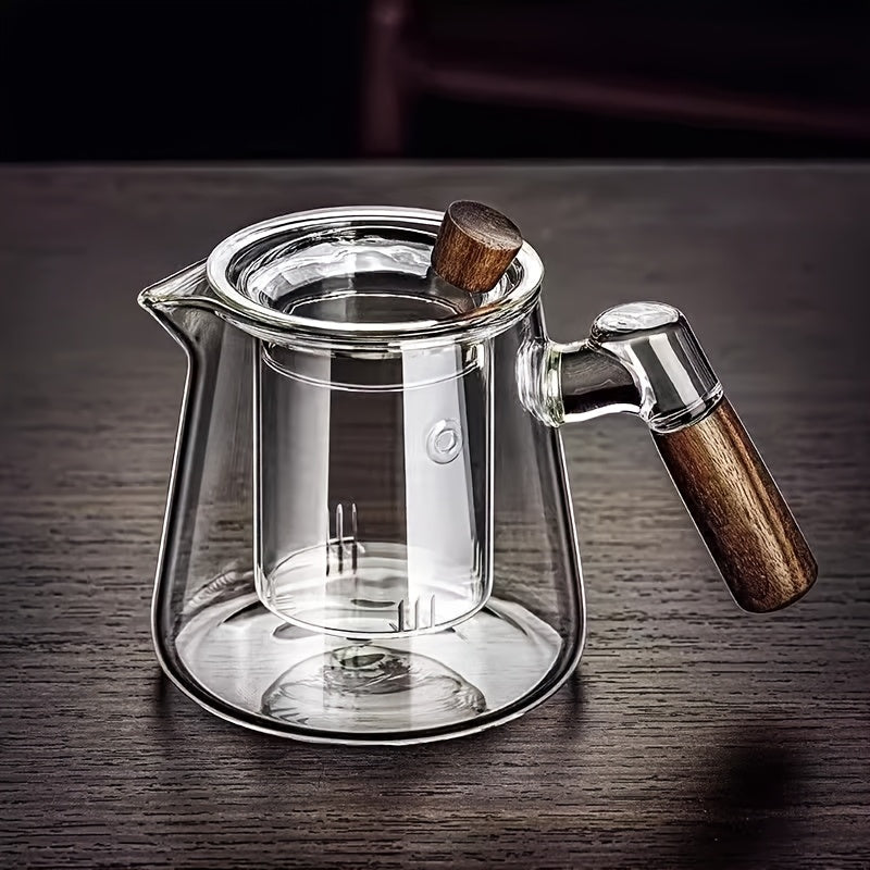 Glass Teapot and Coffee Pot with Handle & Filter – Transparent Stovetop Tea Kettle for Loose Leaf Tea, Herbal Tea & Coffee, Borosilicate Glass, Kitchen Brew Pot