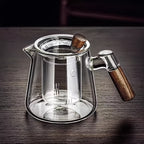 Glass Teapot and Coffee Pot with Handle & Filter – Transparent Stovetop Tea Kettle for Loose Leaf Tea, Herbal Tea & Coffee, Borosilicate Glass, Kitchen Brew Pot