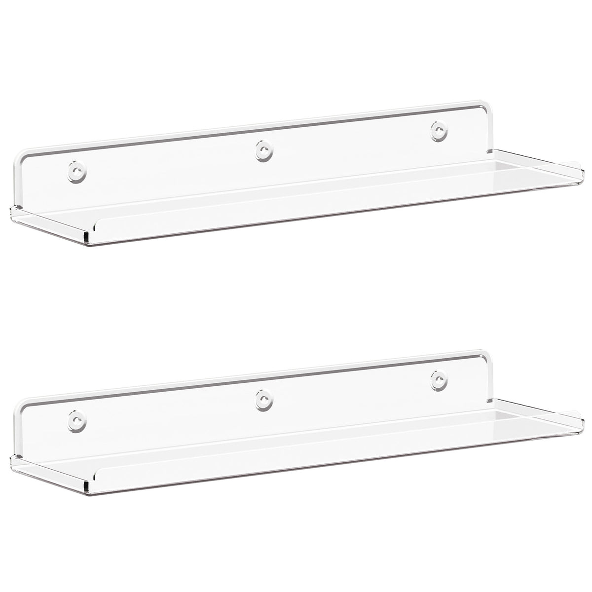 Floating Wall Shelf 15 Inch Transparent Acrylic – Clear Wall-Mounted Display Shelf for Books, Vinyl Records, Photos & Decor | Space-Saving Storage Organizer for Bedroom, Living Room, Bathroom & Kitchen