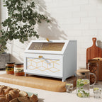Wooden Bread Box Large Double Layer Flip Top with Golden Trim - Countertop Bread Storage Container for Kitchen Organization, Keeps Bread Fresh, 4 Colors, Great Housewarming Gift