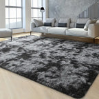 Fluffy Shag Area Rug for Living Room Bedroom - Super Soft Plush Faux Fur Carpet, Thick Shaggy Indoor Rug, Gray & Tie-Dye, 4 Sizes