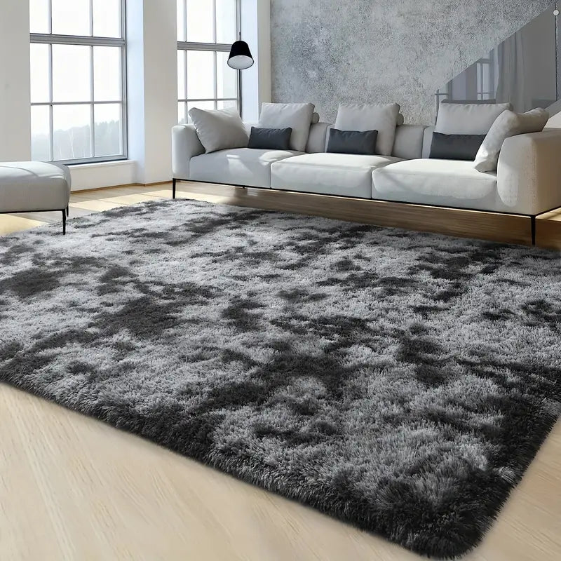 Fluffy Shag Area Rug for Living Room Bedroom - Super Soft Plush Faux Fur Carpet, Thick Shaggy Indoor Rug, Gray & Tie-Dye, 4 Sizes
