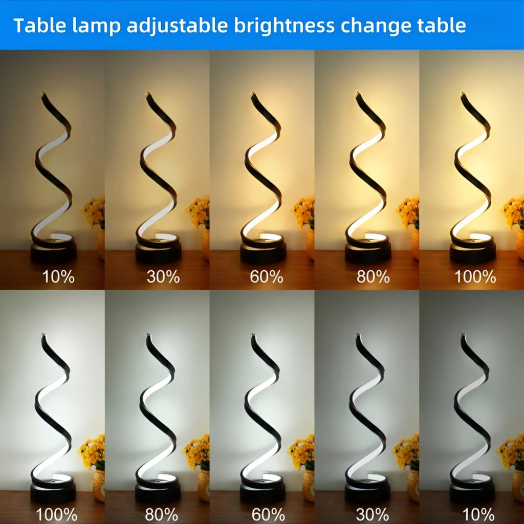 Spiral Adjustable Desk Lamp Vintage Style with Dimmable Warm Light, 3 Color Modes 10 Brightness Settings, Space-Saving Table Lamp for Bedroom Study & Living Room, 12V Safe Low Voltage, Gift for Friends & Family