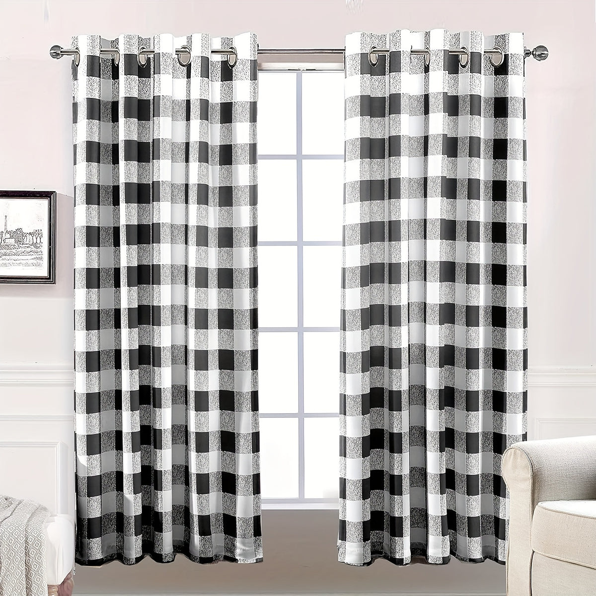 Buffalo Plaid Blackout Curtains Farmhouse Thermal Insulated Drapes | Room Darkening Window Panels for Bedroom Dining Room, 9 Colors 14 Sizes, Single or 2-Panel Set